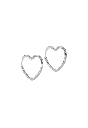 ENAMEL Copenhagen Hoops, Organic Heart Medium Örhängen Dam Silver ONESIZE