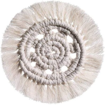 IC 4 deler håndlagde Macrame Underlag Sett, Boho Ren Håndlaget Bomullsflate Macrame Kopper Matter Borddekorasjon