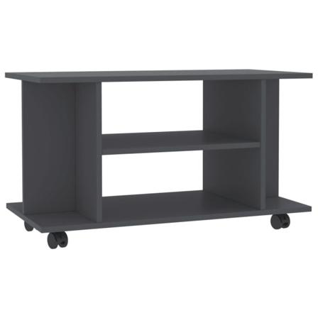 Vidaxl Tv-bänk Med Hjul Grå 80x40x40 Cm Spånskiva Grå