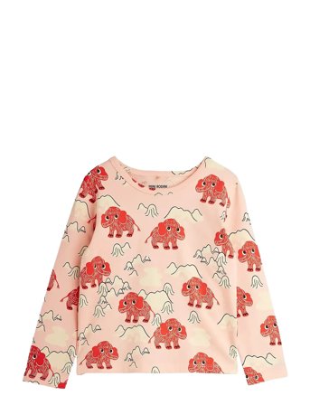 Mini Rodini Mammoth Aop Ls Tee - Pink - 56/62
