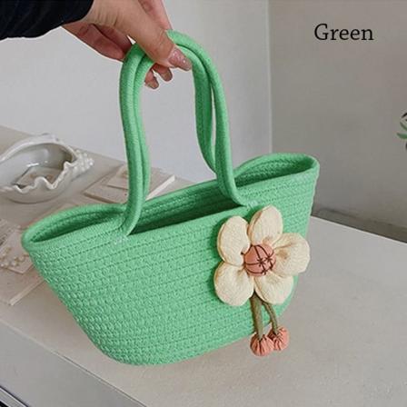 Blomma Halmväskor Små Handväskor GRÖN green
