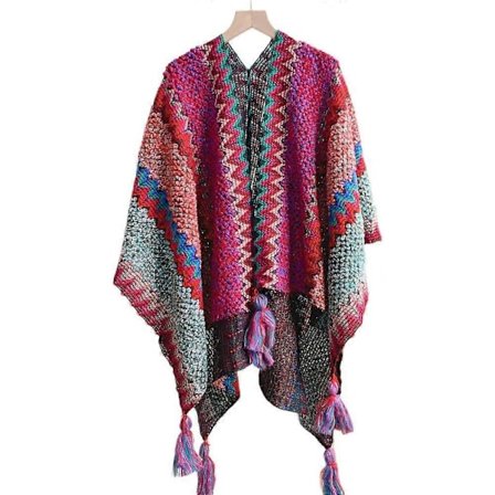 Dam Scarf Boho Etnisk Tibetansk Fransar Sjal Vild Stickning Ros Röd Kappa Sjal Bred Scarf Kvinnor Tjock Trend Jul Scarves för Varm Scarf