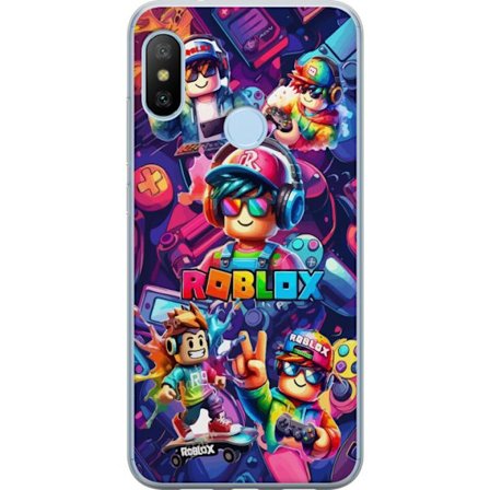 Kompatibel Mobilcover til Xiaomi Xiaomi Mi A2 Lite Farverig Roblox gaming gruppe med hovedtelefoner, controllere og neonfarver perfekt til børn og ga
