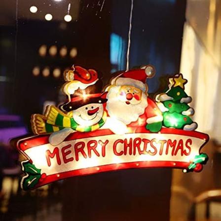 Dekorationslys, 10 LED hængelys med sugekop, Glædelig jul glas vinduesdekoration lys, juletræ dekoration lys.
