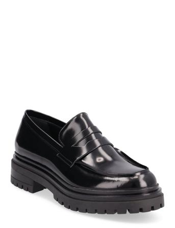 Classic Loafer Belt Loafers Låga Skor Svart Apair