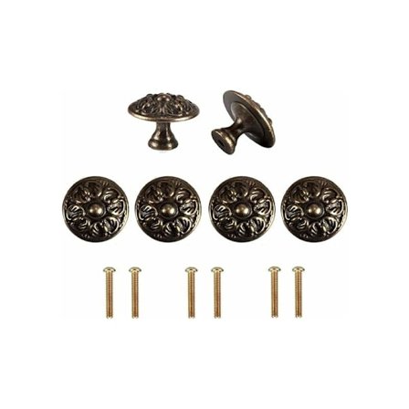 6 x Retro Antik 30mm Møbelknopper Skuffegreb Låsemønster Bronze Knopper Skab Kommode Køkken Retro Håndtag