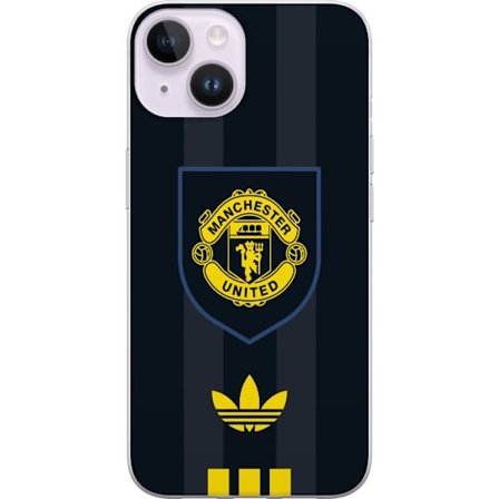 Kompatibelt Mobilskal till Apple Apple iPhone 15 Manchester United Adidas logotyp emblem fotbollsklubb affish Premier League retro gult svart design k