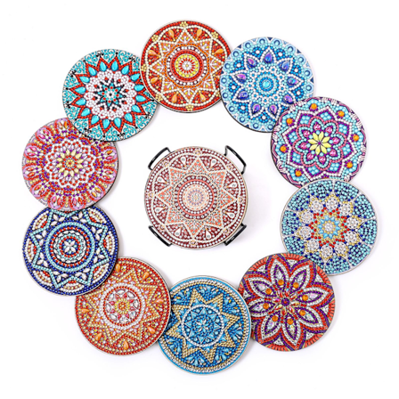 10 STK Diamond Painting Coasters med Holder, Diamond Art Painting Mandala, Diamond Painting Adults, Diamond Painting Sets, DIY