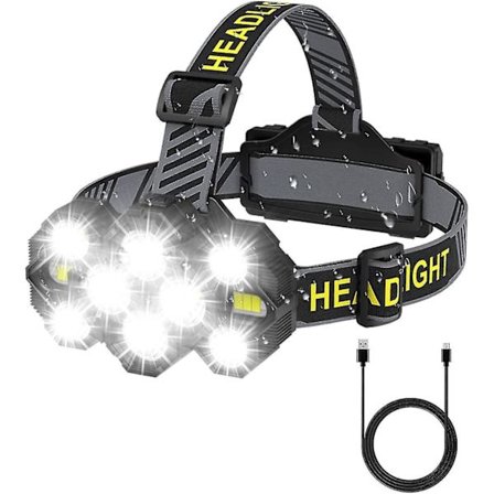 Uppladdningsbar Pannlampa 2022 Uppgraderad 22000 Lumen LED Super Stark Uppladdningsbar Pannlampa