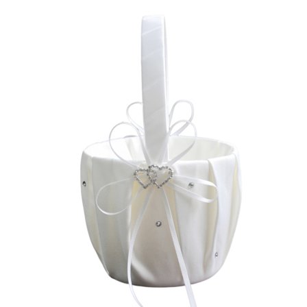 Brudepigekurve med dobbelthjerte, rhinsten og blomster til bryllupsfestdekoration, Original White