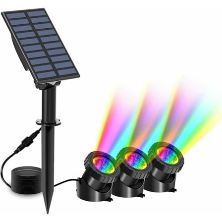 Solcellslampor för damm, RGB LED-dammlampor, undervattens solstrålkastare