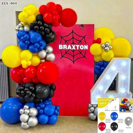 Röd Blå Svart Ballongbåge Kit, Spiderman Ballongbåge Kit, Röda Blå och Svarta Ballonger Spiderman Tema Festdekorationer, Spiderman Ballongbåge för