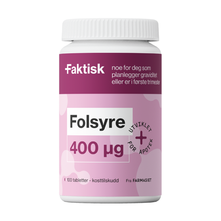 Faktisk Folsyre 400 μg tabletter, 100 stk.