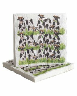 Lunchservett med tryckt motiv Ko 20-pack Vit - Nääsgränsgården