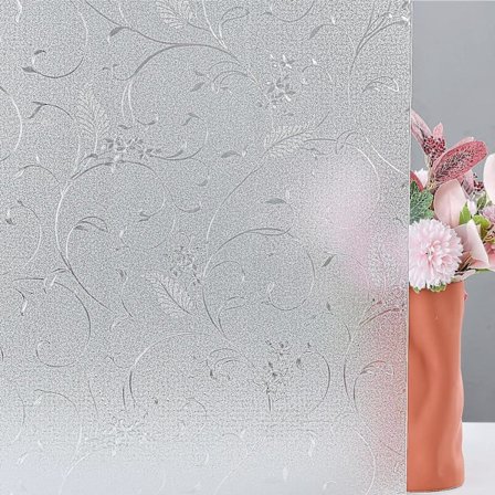 Personvern Vindusfilm Blomstrete Etset Vindusfilm Frosted Film For Personvern Glassrute Reposisjonerbar Blackout Film Uten Klebemiddel Anti-uv 