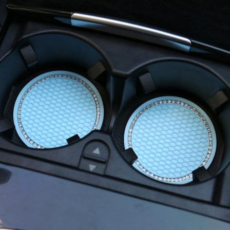 2 stk. søde bilunderlag med diamanter (blå, 7 cm), universal