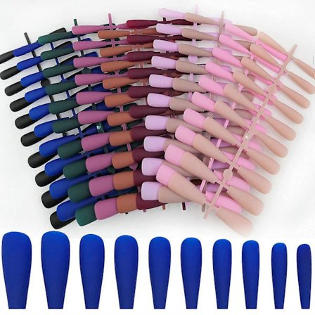 200 stk. Blandede farger Matt Kiste Trykk på Negler Løsnegler Lange Ballerina Formet Malte Kunstige Fingernegler Akryl Negltipper Manikyr DIY Design