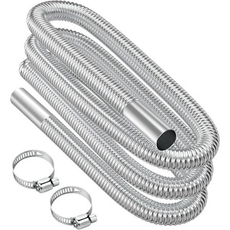 Luftvärmarslang, 300 cm Ø 2,5 cm rostfritt stål avgasrör, parkeringsvärmarrör med 2 slangklämmor, för parkeringsvärmare-FA- 300CM