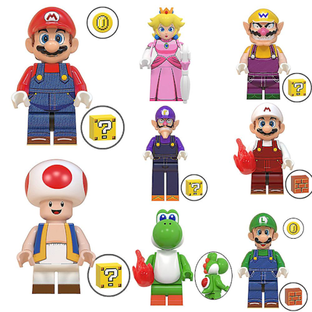 8 stk./sæt Super Mario Minifigur Samlede Byggeklodser Legetøj Figur Samleobjekt Gaveæske