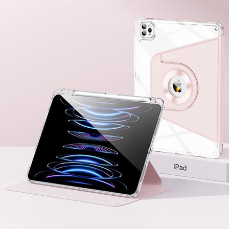 Fodral för iPad MINI6/7 8,7-tum rosa magnetisk avtagbar roterbar transparent