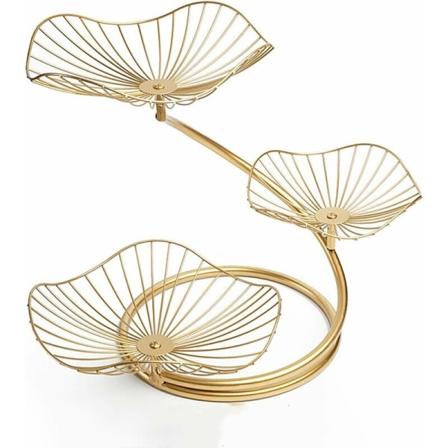 3 etasjers fruktkurv, gyllen fruktkurv, dekorativ fruktkurv kommer med en gyllen fruktplate--