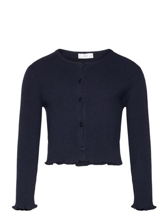 Mango Ribbed Knit Cardigan - Navy - 5-6