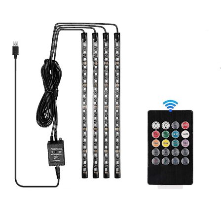 Bilstripe med LED-innvendig belysning, 72 LED-er RGB-atmosfærelys