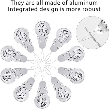 Silverfärgade trådnålar i aluminium med ögla