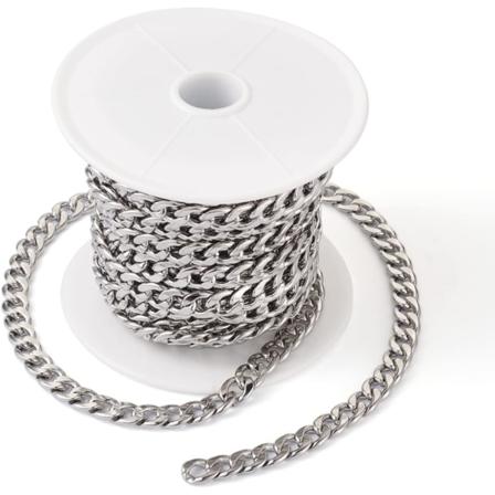 Silver-Rulle av Guld Aluminium Osvetsade Vridna Kedjor - 5m - 10 x 6,5mm - För Halsband, Smycken, Tillbehör, Hantverk