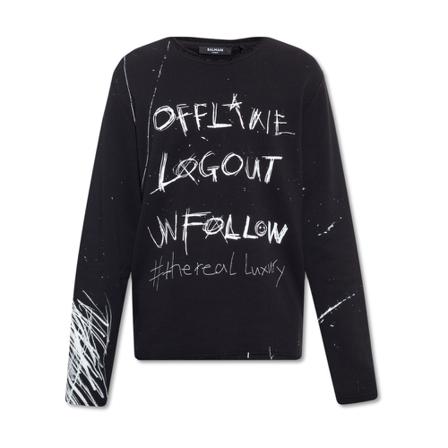 Balmain Cotton sweatshirt Sort, Herre Sweatshirts