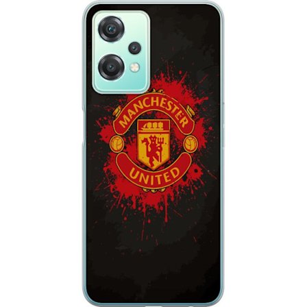 Kompatibelt Mobildeksel til OnePlus OnePlus Nord CE 2 Lite 5G Manchester United logo i rød og gul farge med røff sportslig bakgrunn