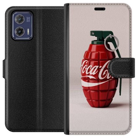 Kompatibel Tegnebogsetui til Motorola Motorola Moto G73 Kunstnerisk illustration af Coca Cola granatæble i rødt og grønt, pop art inspireret motiv