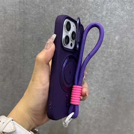 Lyxigt Flip Up Linsskydd Magnetiskt Fodral kompatibelt iPhone 16 15 14 13 12 11 Pro Max 16 Plus Mode Nylon Armband Snodd Mjukt Skal