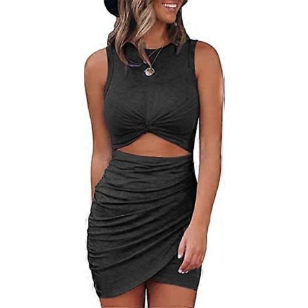 blackXL Dame Ermeløs Utskåret, Kroppskjole Omslag Passform Fest Kveldskjole