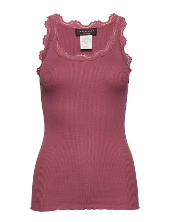Silk Top W/ Lace T-shirts & Tops Sleeveless Rosa Rosemunde*Betinget Tilbud