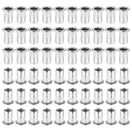 60 stk. 304 rustfrit stål M6 nittemøtrik fladt hoved blindmøtrik gevindmøtrik nittemøtrik til gevindindsatspænger