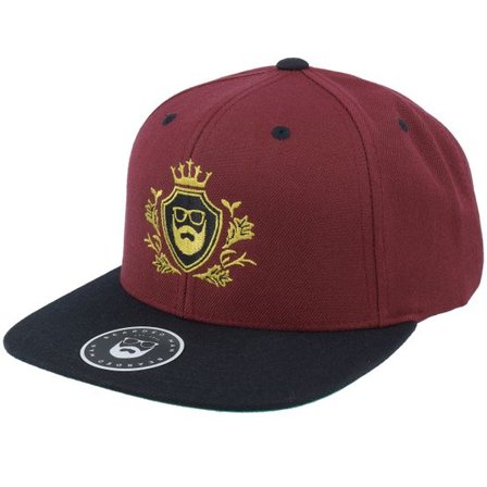 Bearded Man - Röd snapback Keps - Golden Crest Maroon/Black/Gold Snapback @ Hatstore