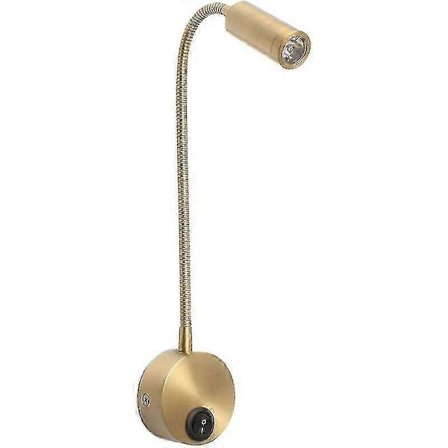 Joustava joutsenkaula LED-lukuvalo, 1W seinään asennettava, sopii yöpöydille ja työpöydille, kullanvärinen viimeistely.