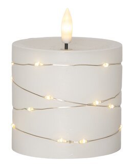 Batteridrivet blockljus med ljusslinga Vit - 8x10x8 cm - Star Trading