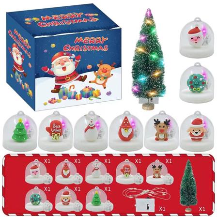 Julegave Nedtellingskalender Advents Blindboks 24 Ruter DIY Diamant Punktbor Ornament 2023 3