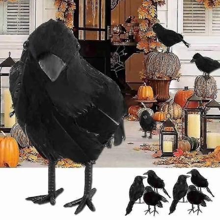 6 kpl Simuloitu varis koristeet Halloween musta varis rekvisiitat simuloitu flocking varis juhlatarvikkeet