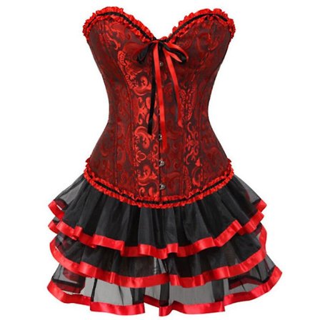 Gothic Burlesque Corset Bustier and kirt et Plus ize Halloween Costumes Overbust Corselet Dresses Party Floral Fashion exy