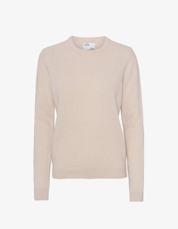 Women Classic Merino Wool Crew - Ivory White - S