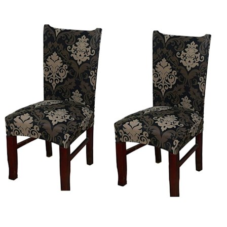 2 stk. trykte spisestoltrekk, avtagbare vaskbare myke