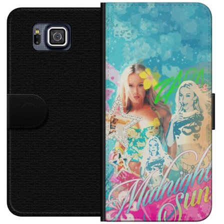 Kompatibel Tegnebogsetui til Samsung Galaxy Alpha Eventyrverden med Steve, Creeper og dyr i farverig blokgrafik