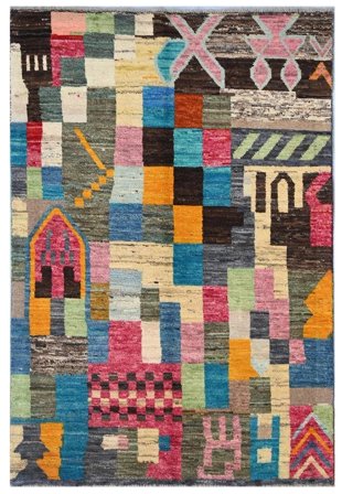 Moroccan Berber - Afghanistan Hand Knotted 117X177 Rug Black/Dark Grey Afghanistan