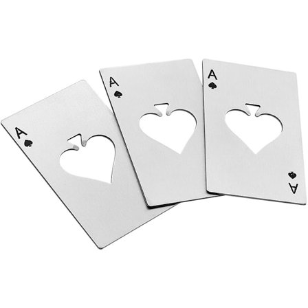 Proptrækker, 3-pak i rustfrit stål i kreditkortstørrelse