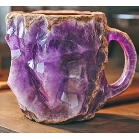 Mineral kristall kaffekopp, flerfärgad kaffekopp med handtag, elegant kristallgåva för hem och kontor ametist-max