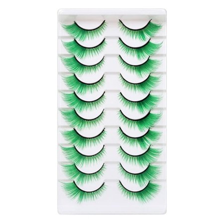 10 Par Fargede Vipper Katteøye Øyevipper GRØNN