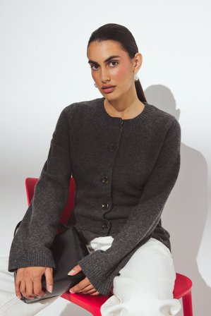 NA-KD taillierter Strick-Cardigan - Cardigans - Grau - XL (EU 46)